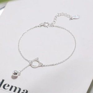 S925 Adorable Cat Sterling Silver Bracelet